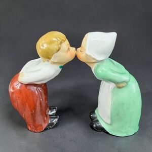 Vintage Dutch Kissing Boy and Girl Figurine set 2 Ceramic Made in Japan Decor